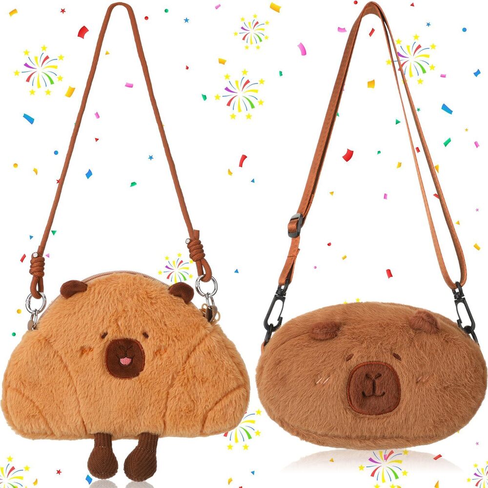 3434 2 Pcs Cute Capybara Crossbody Bags Cute Plush Bread Messenger Bags